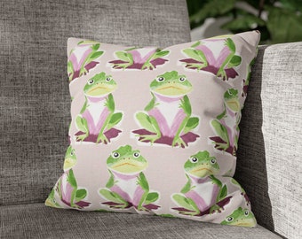 Frog pillow case Pillow cover Spun Polyester Square Pillow Case Square cover cushion cover croquette animal