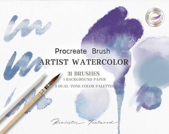 Pinceaux aquarelle pour procréer, pinceaux iPad, pinceaux aquarelle, kit de peinture pour procréer, téléchargement numérique