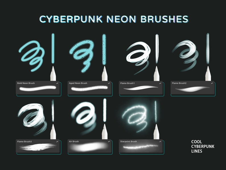 Glowy Procreate Brush Set,cyberpunk Neon Brushes Set for Procreate,neon ...