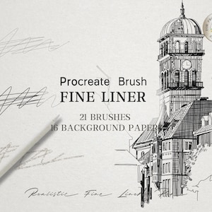 Fine Liner Brush Set, Procreate  Brushes, Micron pen Fineliners, iPad Brushes, Stipple Brushes, inking and lineart, Digital Download