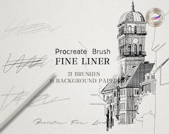 Fine Liner Brush Set, Procreate  Brushes, Micron pen Fineliners, iPad Brushes, Stipple Brushes, inking and lineart, Digital Download