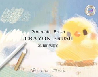 Conjunto de pincéis de giz de cera, pincéis de personagens Procreate, esboço de personagens, pincéis para colorir, pincéis para iPad, kit de pintura para Procreate, download digital