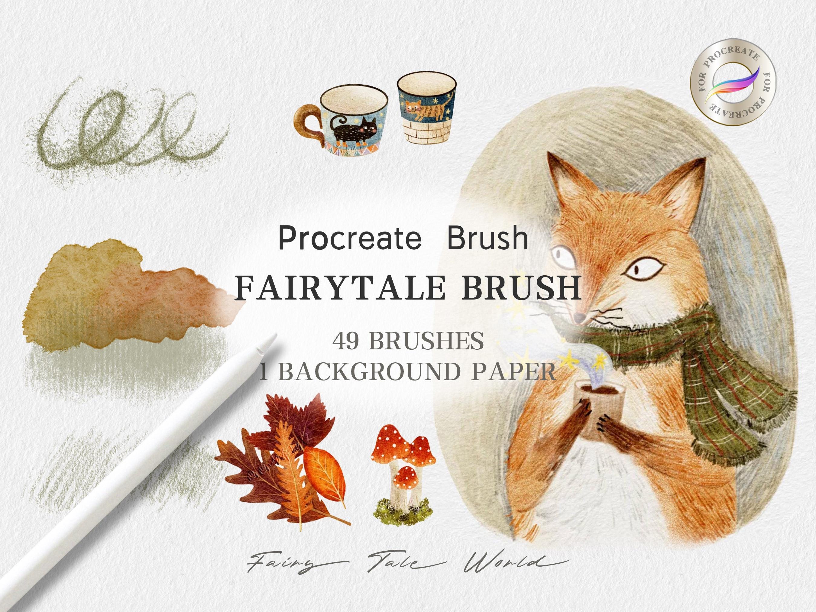 Fairytale Colored Pencil Brush Set for Procreate â 49 Texture Brushes + Bonus Background