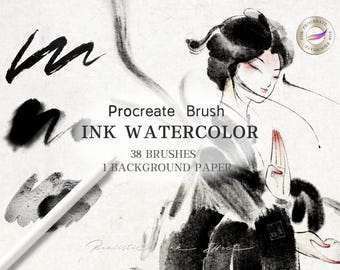 Pinceaux aquarelle pour procréer, encre aquarelle, pinceaux iPad, pinceaux aquarelle, kit de peinture pour procréer, téléchargement numérique