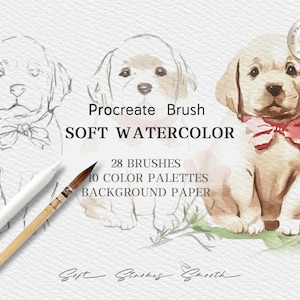 Procreate 用水彩画ブラシ、iPad ブラシ、水彩画ブラシ、Procreate 用ペイントキット、デジタルダウンロード