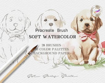 Pinceaux aquarelle pour procréer, pinceaux iPad, pinceaux aquarelle, kit de peinture pour procréer, téléchargement numérique