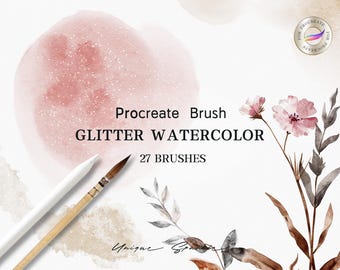 Glitter Watercolor Painting Brushes for Procreate,Painting Kit for Procreate,Watercolor Brushes,Watercolor Canvas,Digital Download