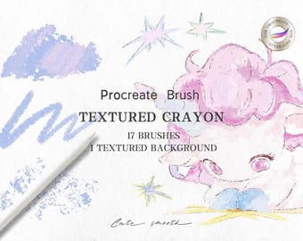 Conjunto de pincéis de giz de cera texturizado, pincéis para personagens do Procreate, pincéis para colorir, pincéis para iPad, kit de pintura para Procreate, download digital