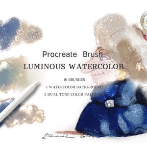 Luminous Watercolor Painting Brushes for Procreate, iPad Brushes, Watercolor Brushes , Painting Kit for Procreate , Digital Download