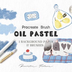 May include: Procreate brush set for digital art, featuring 17 oil pastel brushes and 1 background paper. The brushes are designed to create realistic textures and effects. The set includes a variety of brush sizes and shapes, as well as a variety of colours.