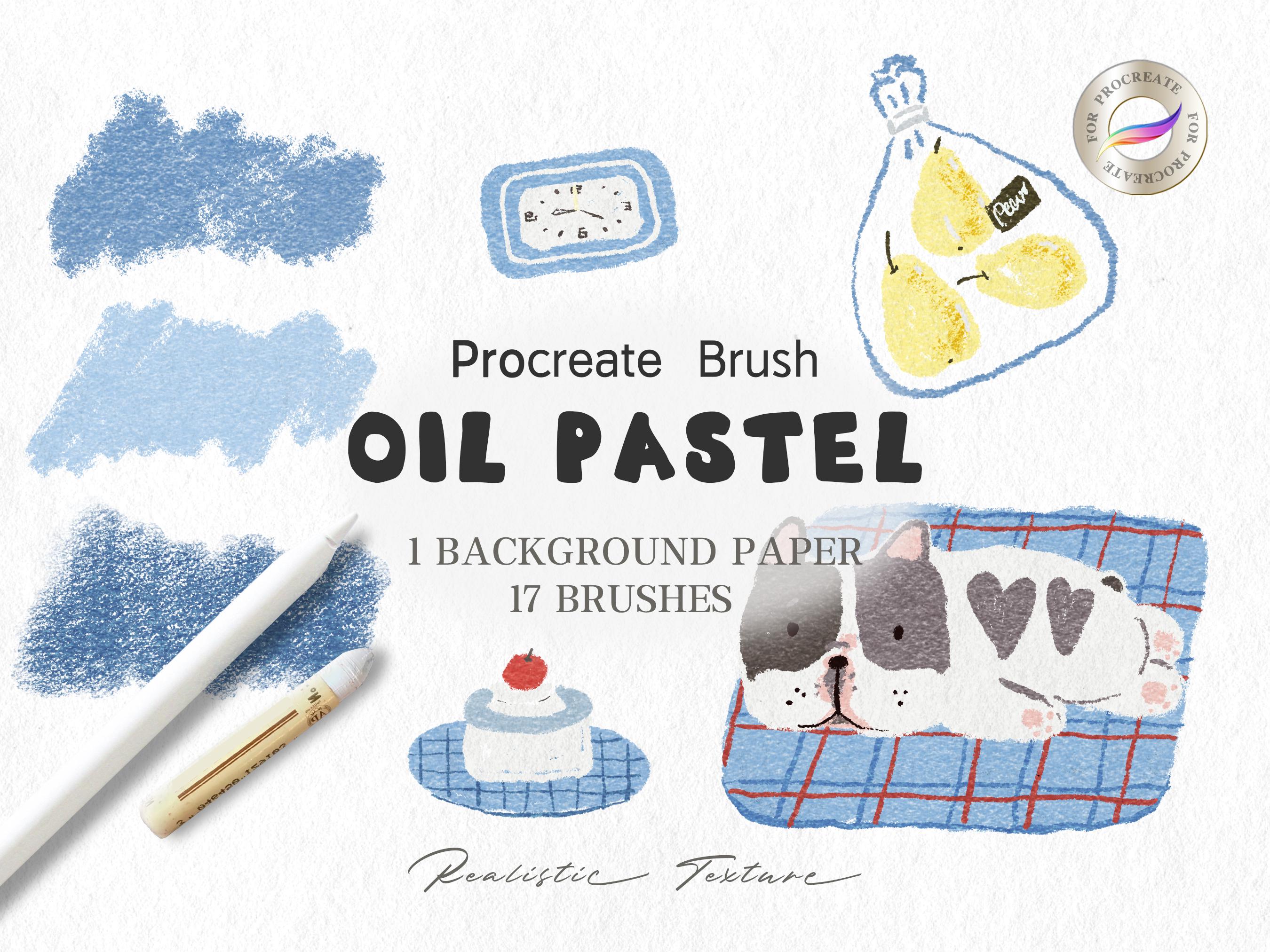 Procreate Oil Pastel & Crayon Brushes â 17 Realistic Texture Brushes + Bonus Background for iPad