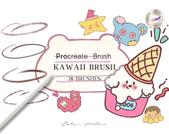 Kawaii procreate dreamy brushes , iPad Brushes,Line Procreate Brush , handbook , Kawaii, Painting Kit for Procreate ,Digital Download