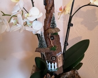 Orchids & plants decoration/spit hut with fir trees