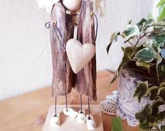 Driftwood figurines "Sisters" - Small - Wooden sculpture of friends