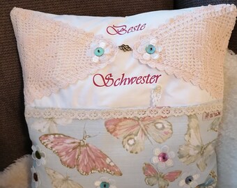 Decorative pillow best sister, cuddly pillow sister, pillowcase
