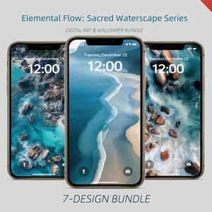 Ocean & Ice Cave  Phone Wallpaper Bundle | Serene Landscape Decor (Instant Download)