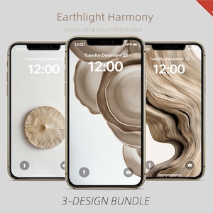 Wood Texture Phone Wallpaper Bundle | Minimalist Earth Tone Digital Art   (Digital Download）