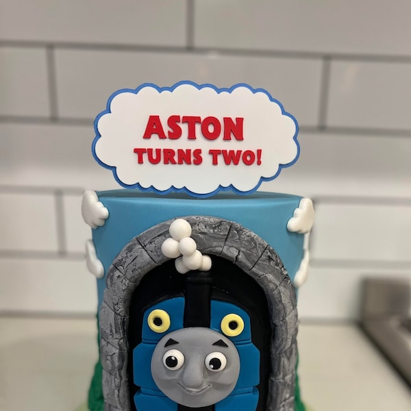 Custom Cake Topper, personalized cake topper, Birthday cake, celebration, Thomas the tank engine, kids cake topper, kids birthday party.