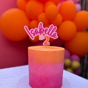 Topper de pastel personalizado, topper de pastel personalizado, pastel de cumpleaños, celebración, topper de pastel para niños, fiesta de cumpleaños de niños, fiesta de barbie