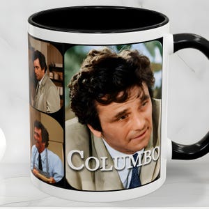 Columbo Memorabilia Collage Mug, Classic TV Fan Coffee Cup, Peter Falk Mug, Legal Drama Show Merch, Vintage TV Show 11oz Mug