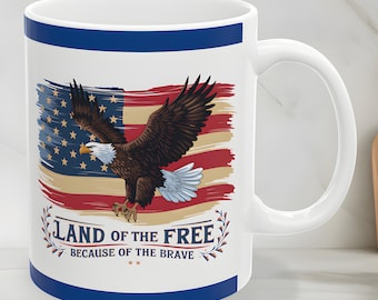 Patriotic Coffee Mug: American Flag, 4th of July Gift
