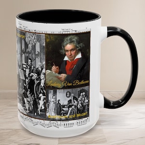 Beethoven Coffee Mug, Classical Music Composer Gift, Symphony Piano Sonata Cup, Musician Gift Idea, Music Lover Mug