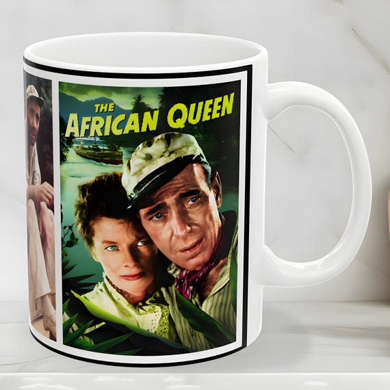 The African Queen Mug: Classic Movie Poster, Bogart & Hepburn