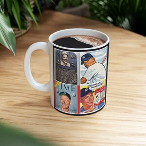 Mickey Mantle, 11 oz Mug, MLB Baseball Memorabilia, New York Yankees Sports Cup 1950s 1960s