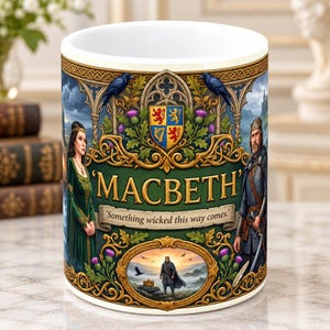 Macbeth Literary Coffee Mug, Shakespeare Play Quote Something Wicked Comes, Dark Academia Aesthetic Tea Drinkware, English Teacher Gift