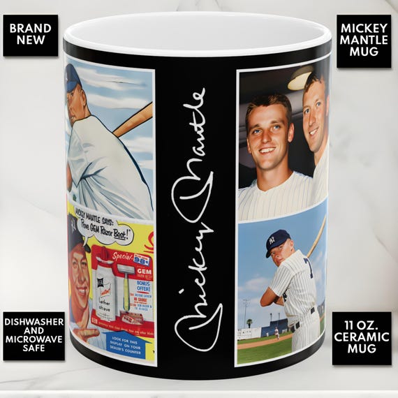 Mickey Mantle Mug, MLB Baseball Memorabilia, New York Yankees Sports Cup 1950s 1960s