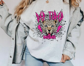 Def Tired Mama Sweatshirt, Mama Sweatshirt, Leopard print, Grunge Sweatshirt, Casual Mom Sweatshirt
