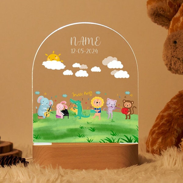 Customized Name Night Lamp for Baby,Animal Acrylic Board Creative Night Light,Newborn Baby Gift,Kids Room Gift,first birthday,Bedside Lamp