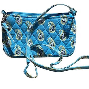 Rare Vera Bradley Bermuda Blue Retired Amy Bag Purse Crossbody