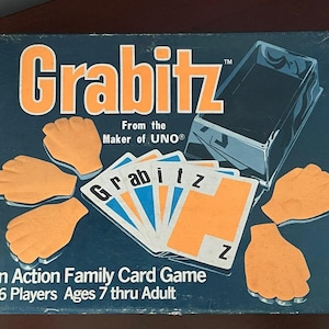 Juego de cartas vintage retro de los años 70, 1979, Grabitz, un juego de cartas familiar de acción, original y completo