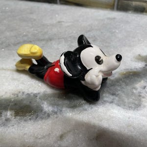 Vintage 1970s Ceramic Walt Disney Mickey Mouse Lying Down Figurine image 1