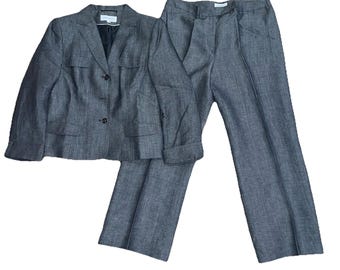 Vintage CALVIN KLEIN Women's Set Jacket Blazer Pants 2 Piece Gray Size 12
