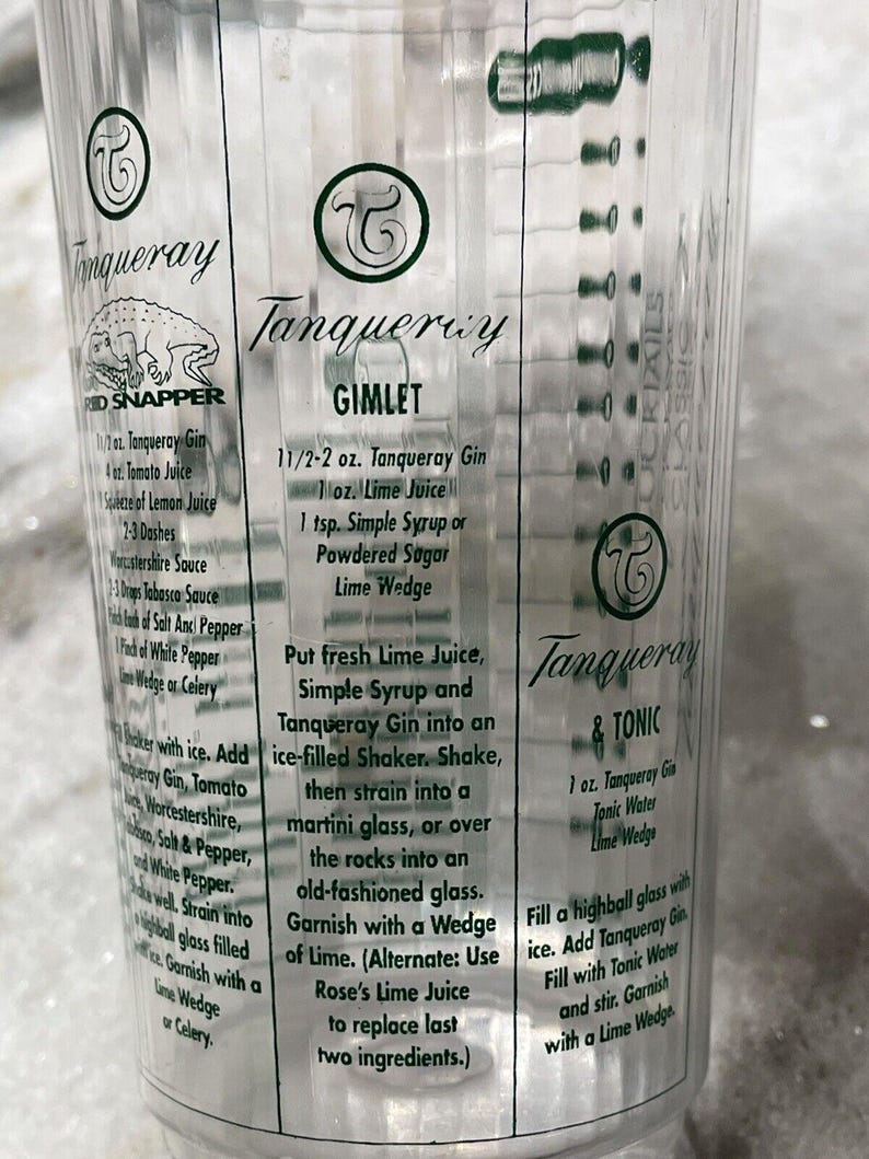 Tanqueray Gin Classic Cocktails Shaker Mixer Plastic Recipes Bar Bartender Drink image 7