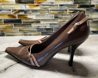 Kenneth Cole New York Vintage Y2K Pointed Toe High Heel Shoes Italy Leather 7