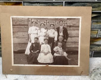 Vintage Early 1900’s Photograph Portrait Multi Generation Family At Home