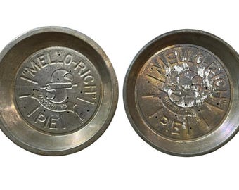 Two Vintage 1950s Mrs. Smith’s Mello-Rich Metal Pie Pans 9.5 Inches USA Made
