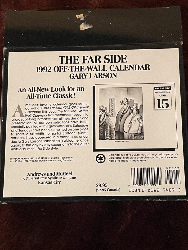 The Far Side off the Wall 1992 Desk Calendar Gary Larson New Old Stock ...