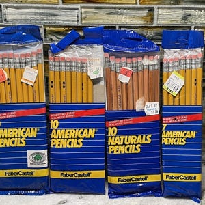 Lote de 10 lápices Faber Castell American Bonded No. 2 de mina de madera vintage imagen 1
