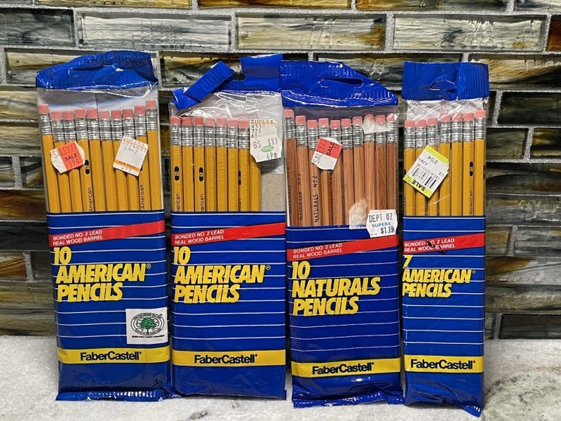 Lote de 10 lápices Faber Castell American Bonded No. 2 de mina de madera vintage imagen 1