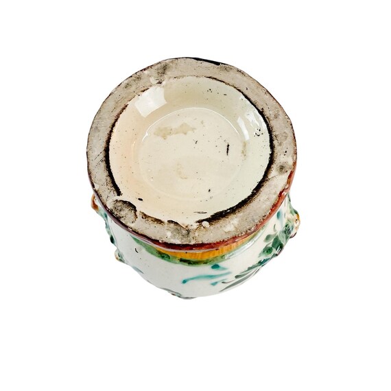 [イタリア製] ヴィンテージ　マジョルカ　陶器花瓶 ヴィンテージ イタリア製マジョリカ焼きの壺型花瓶、手描きの天使