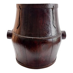 Qing Dynasty Period 19th Century Tapered Wooden Grain Bucket Antique Chinese Rice Measure Found Object