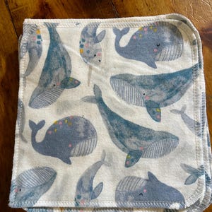 Flannel Reusable Wipes 8 x 8 Serged Baby wipes Un paper Family Cloth Narwhal  set of 4 or 12