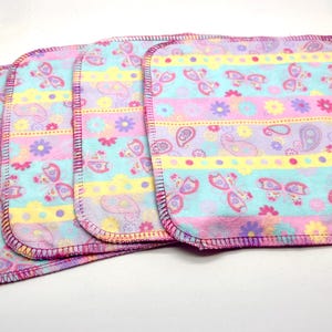 Flannel Reusable Wipes 8 x 8 Serged Baby wipes Un paper Family Cloth Rainbow set of 4