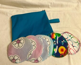 Miljövänliga återanvändbara sminkborttagningsservetter i flanellfärgad bambu, set med 6 påsar, personlig present, mamma och henne under 30, noll avfall