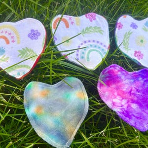 Flannel OBV Dyed Reusable Make up wipes Un paper Rainbow flowers set of 5