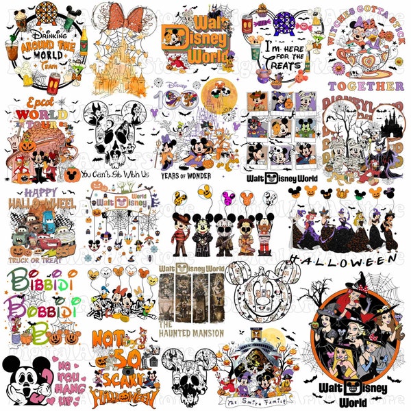 Halloween Retro Magical Kingdom PNG Bundle, Princess Halloween Png, Mouse And Friends PNG, Family Trip Vacation Shirt, Magic Snacks Png